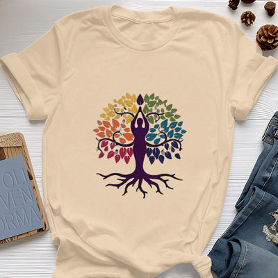 Olivenorma Yoga Baum Spirituelles Baumwoll-T-Shirt - Gelb - 2XL - image 10