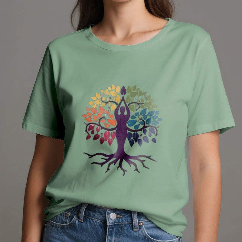 Olivenorma Yoga Baum Spirituelles Baumwoll-T-Shirt - image 19