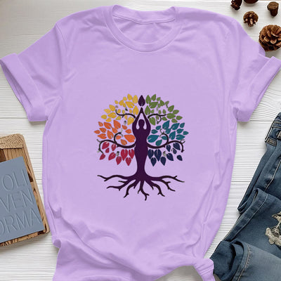 Olivenorma Yoga Baum Spirituelles Baumwoll-T-Shirt - Lila - 2XL - image 16