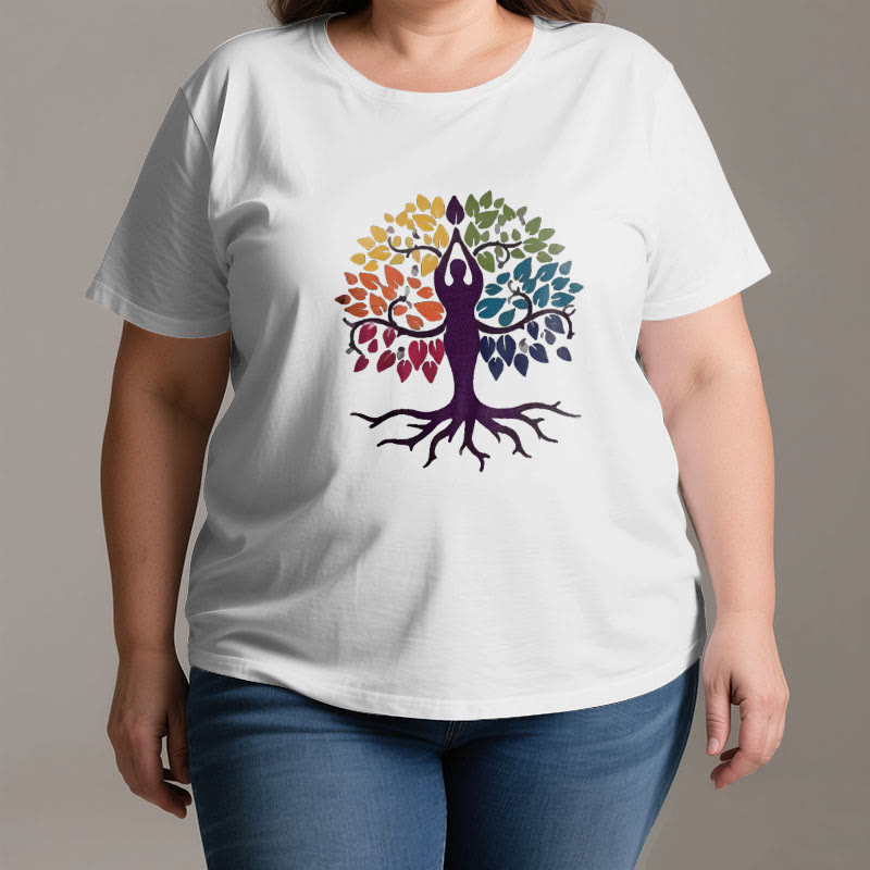 Olivenorma Yoga Baum Spirituelles Baumwoll-T-Shirt - image 3