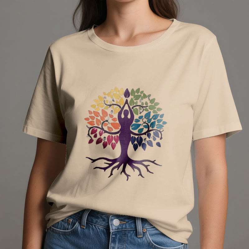 Olivenorma Yoga Baum Spirituelles Baumwoll-T-Shirt - image 11