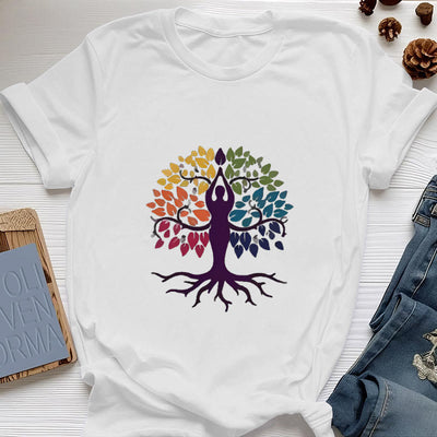 Olivenorma Yoga Baum Spirituelles Baumwoll-T-Shirt - Weiß - 2XL - image 1