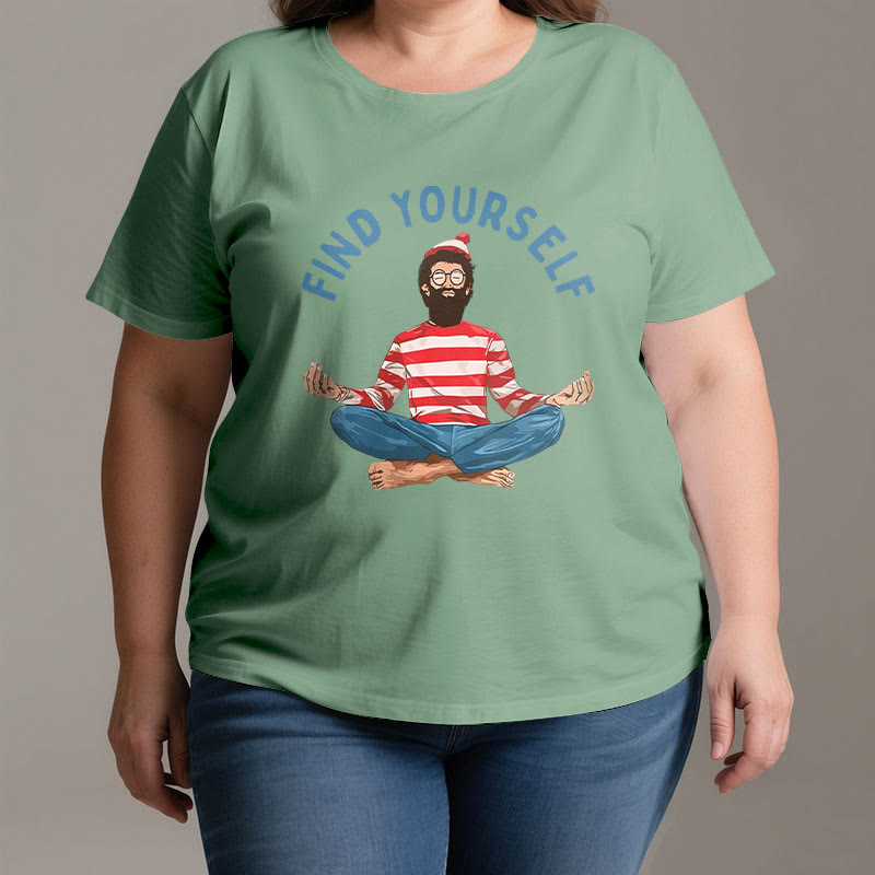 Olivenorma "FIND YOURSELF" Meditation Spirituelles Baumwoll-T-Shirt - image 3