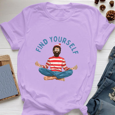 Olivenorma "FIND YOURSELF" Meditation Spirituelles Baumwoll-T-Shirt - Lila - 2XL - image 18