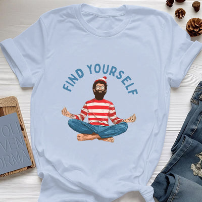 Olivenorma "FIND YOURSELF" Meditation Spirituelles Baumwoll-T-Shirt - Blau - 2XL - image 14