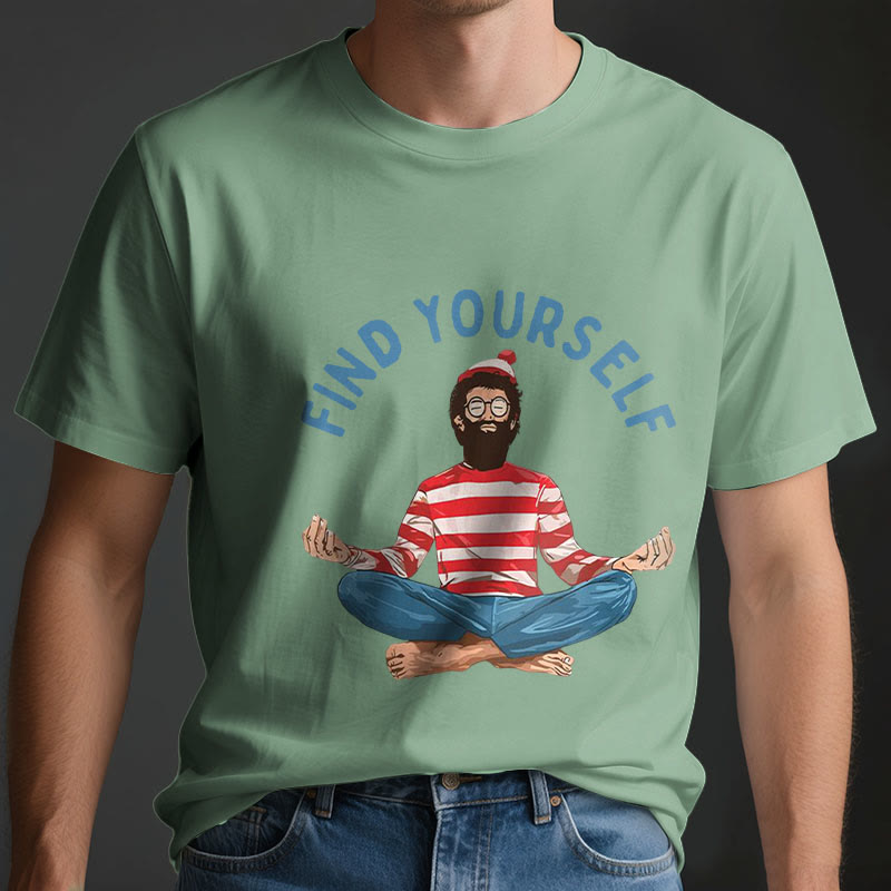 Olivenorma "FIND YOURSELF" Meditation Spirituelles Baumwoll-T-Shirt - image 4