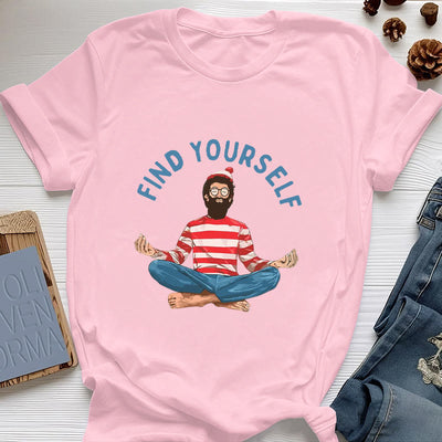 Olivenorma "FIND YOURSELF" Meditation Spirituelles Baumwoll-T-Shirt - Rosa - 2XL - image 16