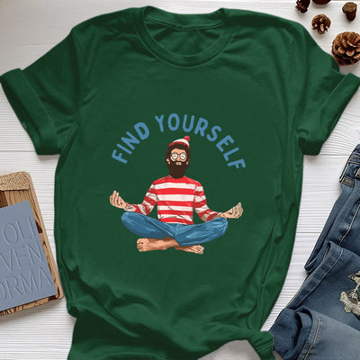 Olivenorma "FIND YOURSELF" Meditation Spirituelles Baumwoll-T-Shirt - Dunkelgrün - 2XL - image 20