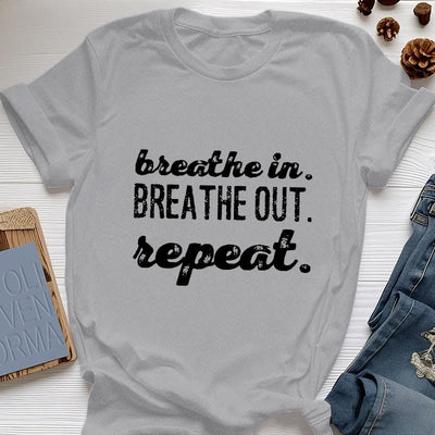 Olivenorma -Shirt "Breathe In, Breathe Out" Meditation Spirituelles T-Shirt - Grau - 2XL - image 8