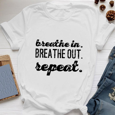 Olivenorma -Shirt "Breathe In, Breathe Out" Meditation Spirituelles T-Shirt - Weiß - 2XL - image 6