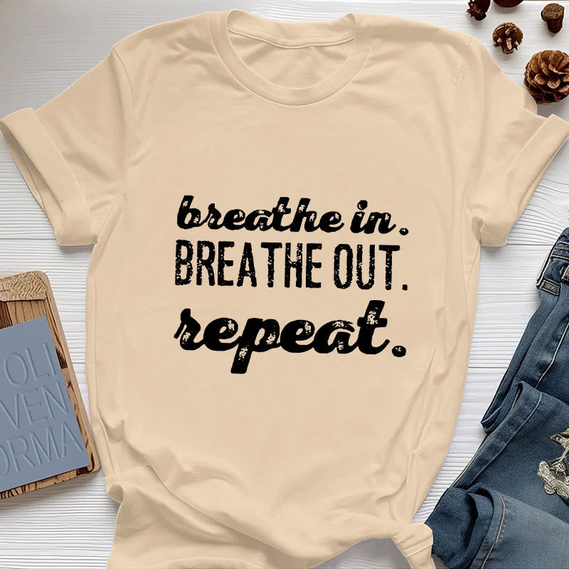 Olivenorma -Shirt "Breathe In, Breathe Out" Meditation Spirituelles T-Shirt - Gelb - 2XL - image 10