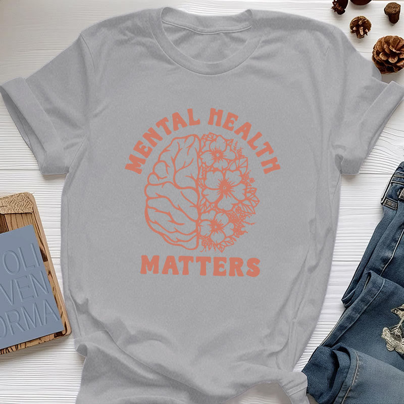 Olivenorma „MENTAL HEALTH MATTERS“ Inspirierendes Baumwoll-T-Shirt - Grau - 2XL - image 10