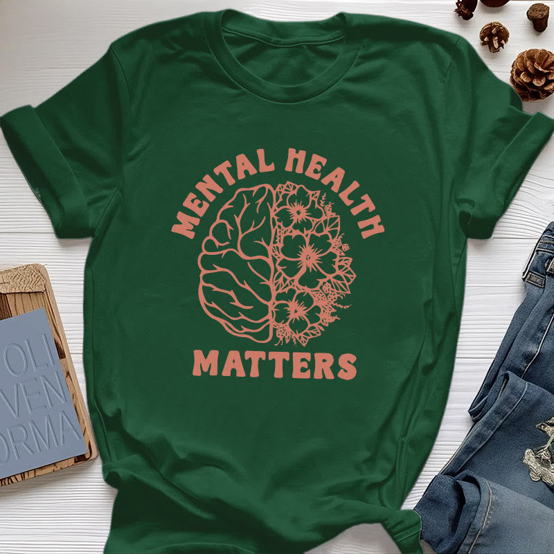Olivenorma „MENTAL HEALTH MATTERS“ Inspirierendes Baumwoll-T-Shirt - Dunkelgrün - 2XL - image 20