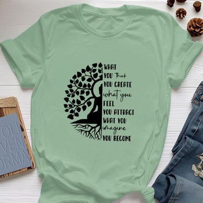 Olivenorma Baum des Lebens Yoga Meditation Baumwoll-T-Shirt - Hellgrün - 2XL - image 1