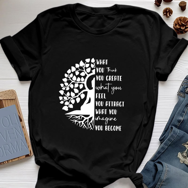 Olivenorma Baum des Lebens Yoga Meditation Baumwoll-T-Shirt - Schwarz - 2XL - image 8