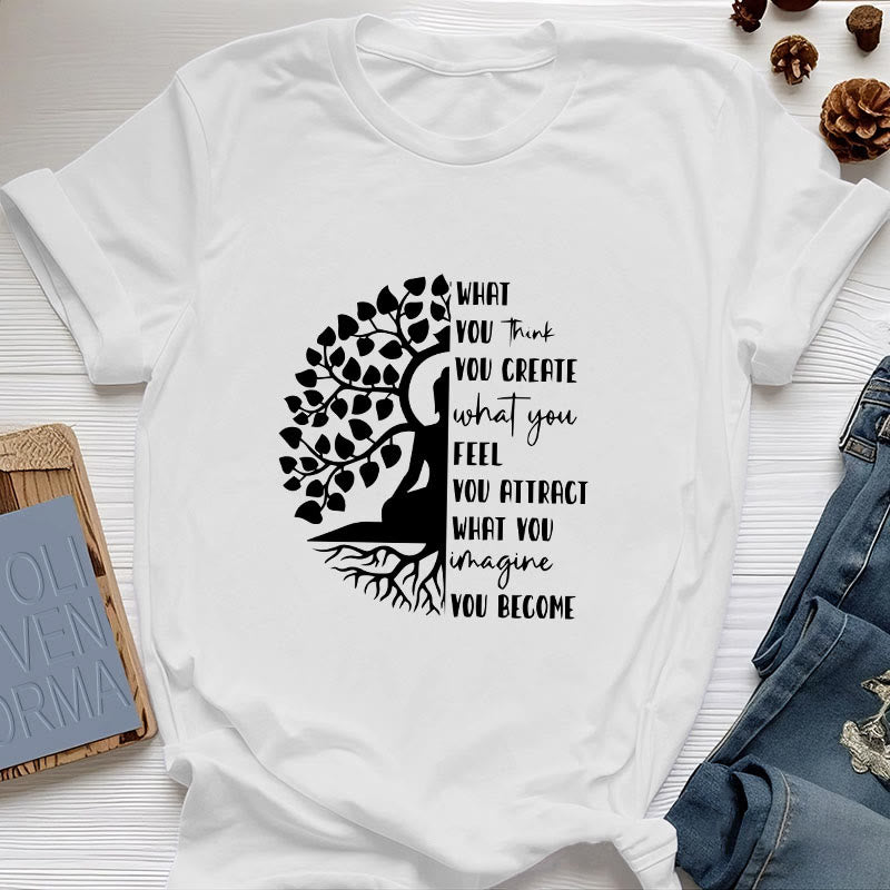 Olivenorma Baum des Lebens Yoga Meditation Baumwoll-T-Shirt - Weiß - 2XL - image 6