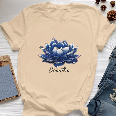 Olivenorma "BREATHE" Lotus Yoga Bekleidung Spirituelles T-Shirt - Gelb - 2XL - image 1