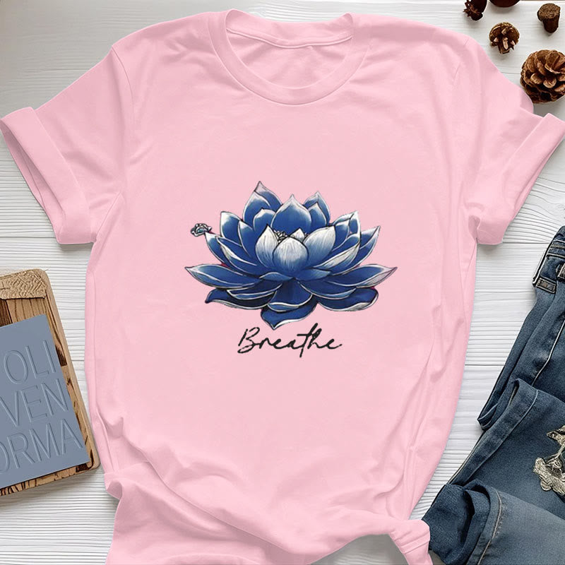 Olivenorma "BREATHE" Lotus Yoga Bekleidung Spirituelles T-Shirt - Rosa - 2XL - image 14