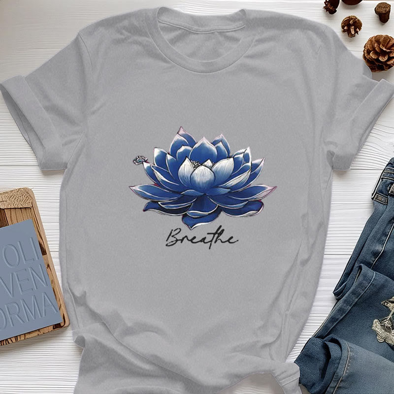 Olivenorma "BREATHE" Lotus Yoga Bekleidung Spirituelles T-Shirt - Grau - 2XL - image 10