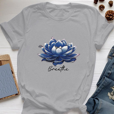 Olivenorma "BREATHE" Lotus Yoga Bekleidung Spirituelles T-Shirt - Grau - 2XL - image 10