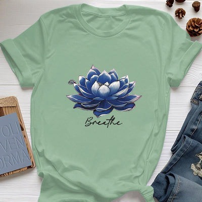 Olivenorma "BREATHE" Lotus Yoga Bekleidung Spirituelles T-Shirt - Hellgrün - 2XL - image 18