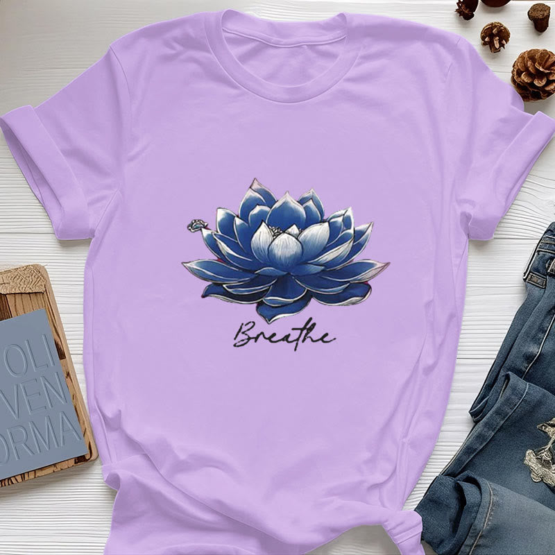 Olivenorma "BREATHE" Lotus Yoga Bekleidung Spirituelles T-Shirt - Lila - 2XL - image 16