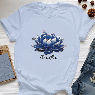 Olivenorma "BREATHE" Lotus Yoga Bekleidung Spirituelles T-Shirt - Blau - 2XL - image 12