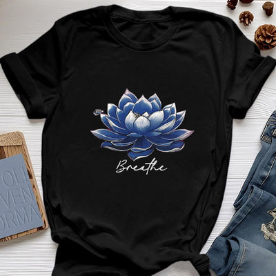Olivenorma "BREATHE" Lotus Yoga Bekleidung Spirituelles T-Shirt - Schwarz - 2XL - image 8