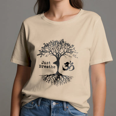 Olivenorma "JUST BREATHE" Yoga Baum OM Symbol Spirituelles T-Shirt - image 13