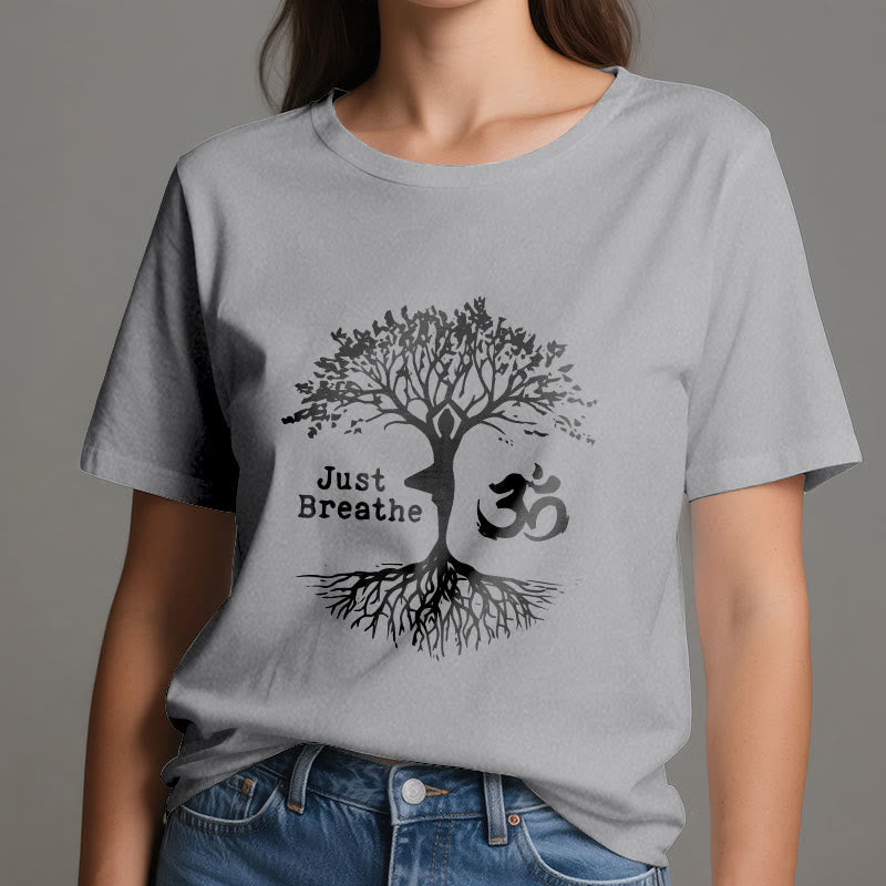 Olivenorma "JUST BREATHE" Yoga Baum OM Symbol Spirituelles T-Shirt - image 11