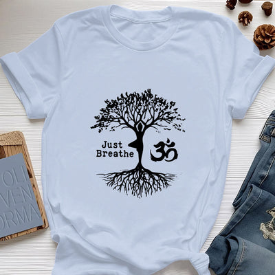 Olivenorma "JUST BREATHE" Yoga Baum OM Symbol Spirituelles T-Shirt - Blau - 2XL - image 14