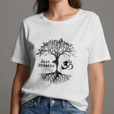 Olivenorma "JUST BREATHE" Yoga Baum OM Symbol Spirituelles T-Shirt - image 7
