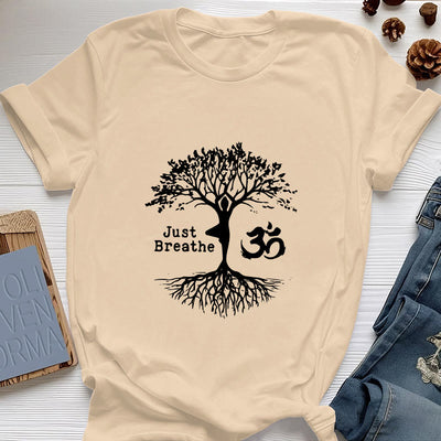 Olivenorma "JUST BREATHE" Yoga Baum OM Symbol Spirituelles T-Shirt - Gelb - 2XL - image 12