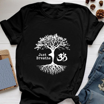 Olivenorma "JUST BREATHE" Yoga Baum OM Symbol Spirituelles T-Shirt - Schwarz - 2XL - image 8