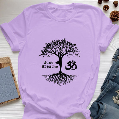 Olivenorma "JUST BREATHE" Yoga Baum OM Symbol Spirituelles T-Shirt - Lila - 2XL - image 18