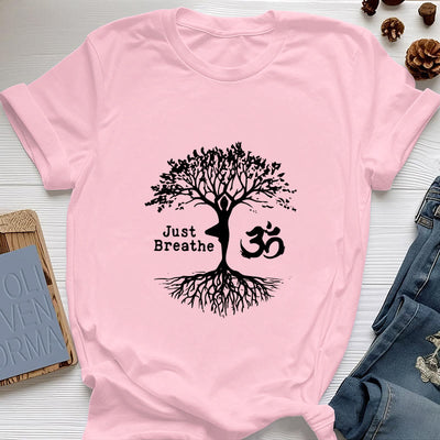 Olivenorma "JUST BREATHE" Yoga Baum OM Symbol Spirituelles T-Shirt - Rosa - 2XL - image 16