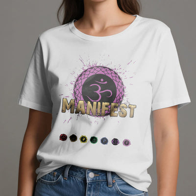 Olivenorma Unisex "MANIFEST" Halschakra Kurzärmeliges T-Shirt