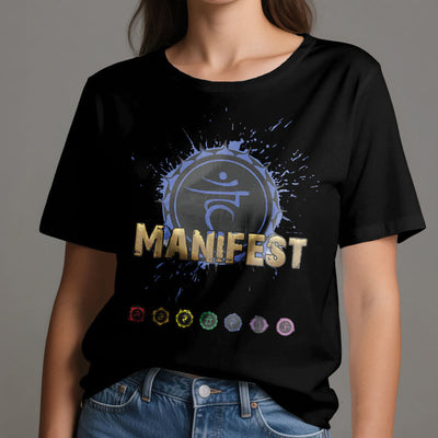 Olivenorma Unisex "MANIFEST" Halschakra Kurzärmeliges T-Shirt