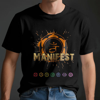 Olivenorma Unisex "MANIFEST" Halschakra Kurzärmeliges T-Shirt