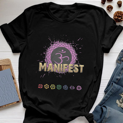 Olivenorma Unisex "MANIFEST" Halschakra Kurzärmeliges T-Shirt