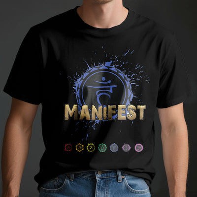 Olivenorma Unisex "MANIFEST" Halschakra Kurzärmeliges T-Shirt