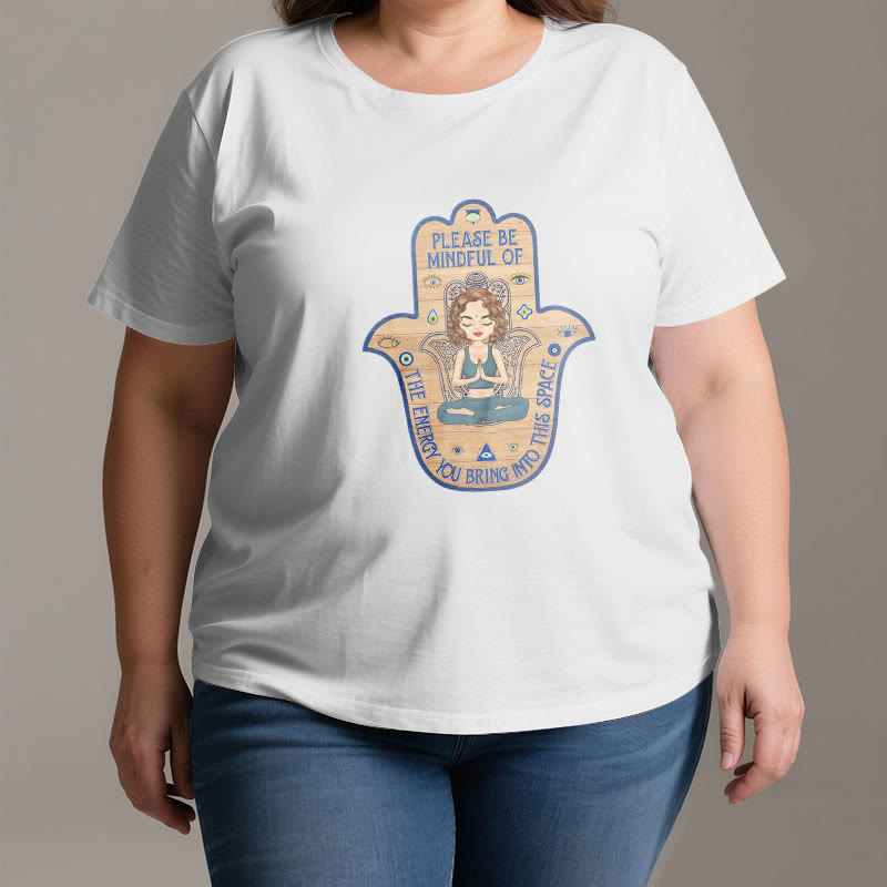 Olivenorma T-Shirt mit Hamsa-Hand, Meditation, Schutz, spirituell - image 4
