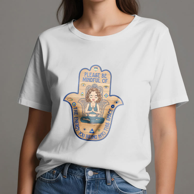 Olivenorma T-Shirt mit Hamsa-Hand, Meditation, Schutz, spirituell - image 2