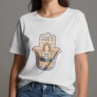 Olivenorma T-Shirt mit Hamsa-Hand, Meditation, Schutz, spirituell - image 2