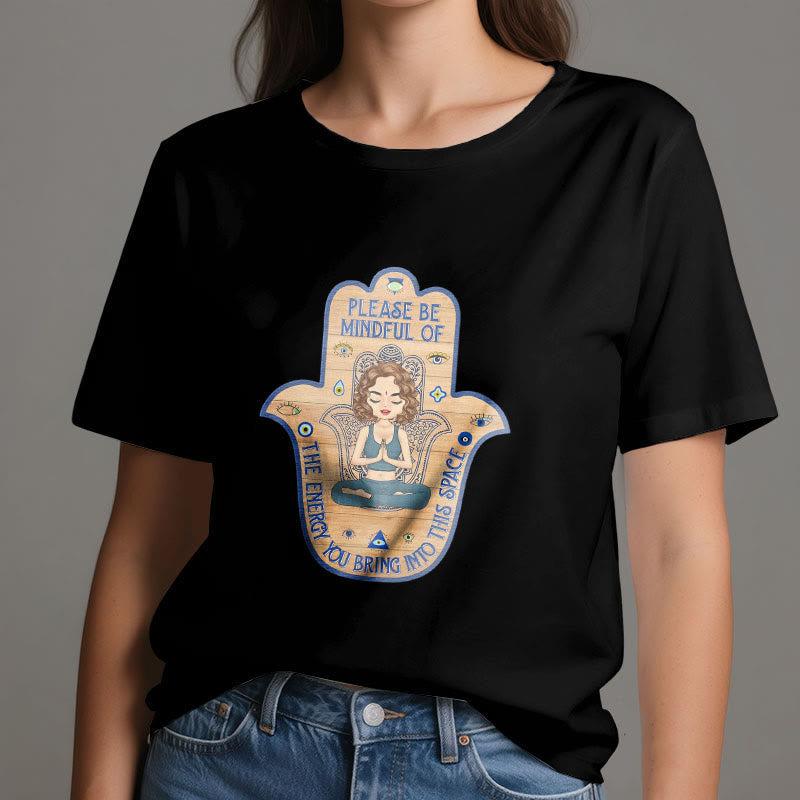 Olivenorma T-Shirt mit Hamsa-Hand, Meditation, Schutz, spirituell - image 7