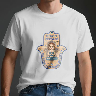Olivenorma T-Shirt mit Hamsa-Hand, Meditation, Schutz, spirituell - image 3