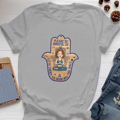 Olivenorma T-Shirt mit Hamsa-Hand, Meditation, Schutz, spirituell - Grau - 2XL - image 8