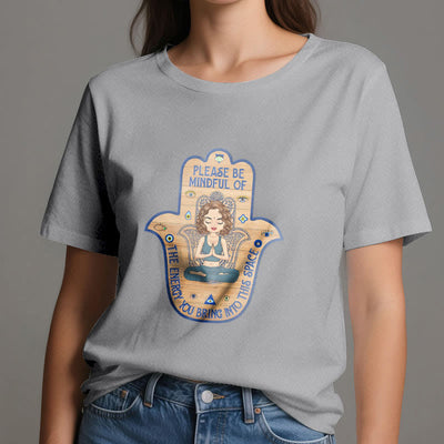 Olivenorma T-Shirt mit Hamsa-Hand, Meditation, Schutz, spirituell - image 9