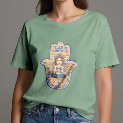 Olivenorma T-Shirt mit Hamsa-Hand, Meditation, Schutz, spirituell - image 19