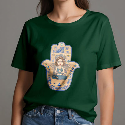 Olivenorma T-Shirt mit Hamsa-Hand, Meditation, Schutz, spirituell - image 21